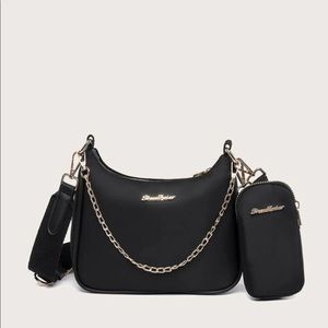 Black satchel with inner pouch